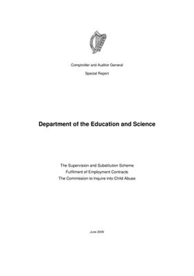Special Report 67 The Supervision and Substitution Scheme in Post Primary Schools, the Fulfilment of Employment Contracts in Institutes of Technology, The Commission to Inquire into Child Abuse thumbnail