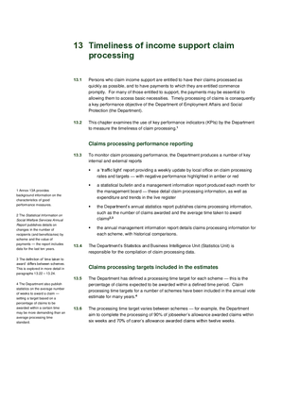 2018 Annual Report, Chapter 13 Timeliness of income support claim processing thumbnail