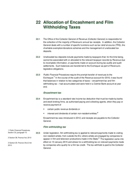 2016 Annual Report, Chapter 22: Allocation of Encashment and Film Withholding Taxes thumbnail